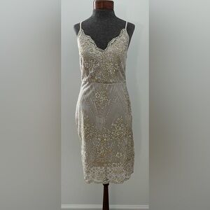 Story On Gold Embellished Dress-S-NWT